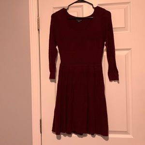 Maroon 3/4 length sleeve dress
